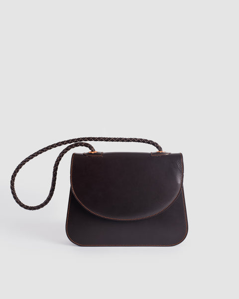 Chocolate brown natural leather bag