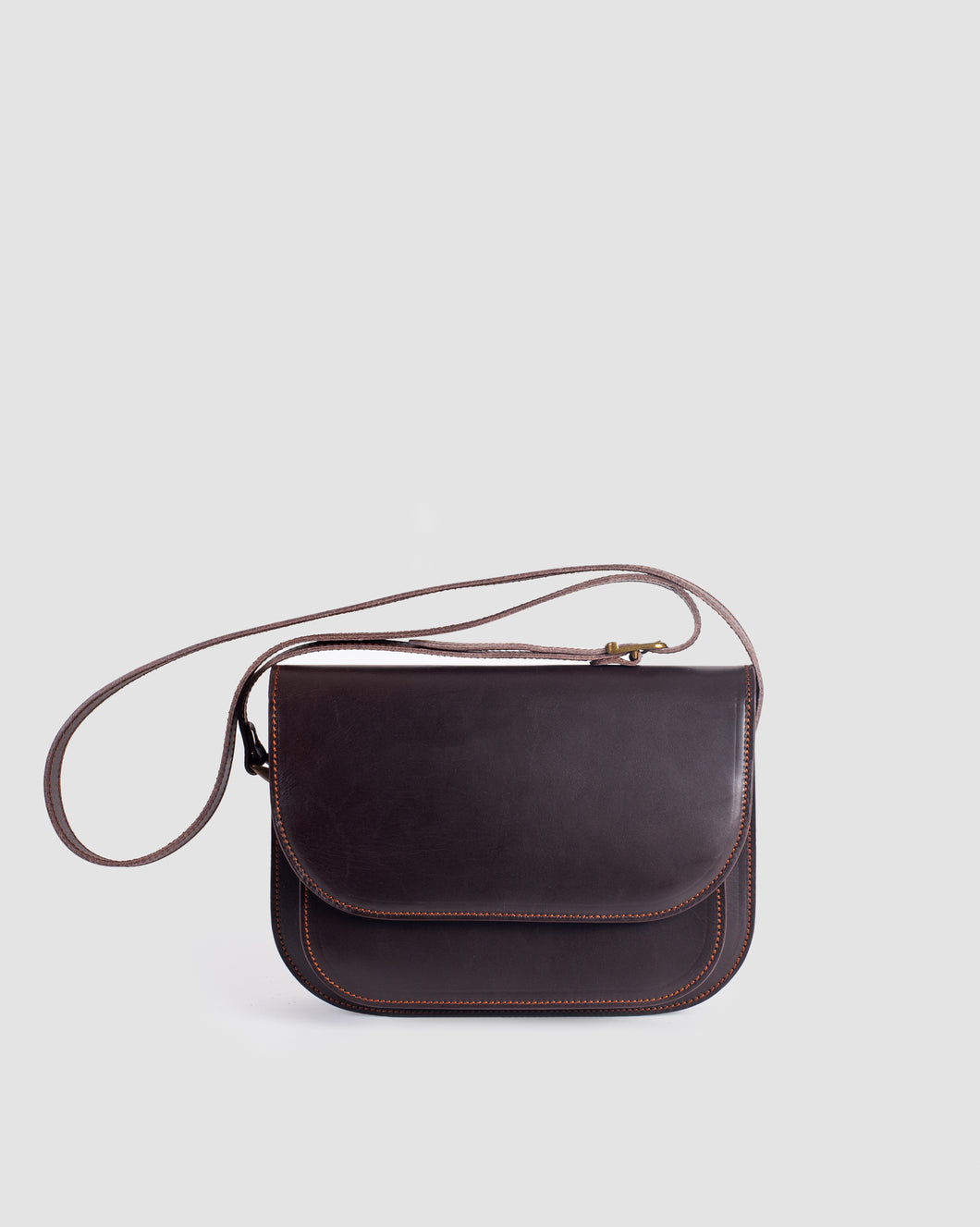 Chocolate brown natural leather pocket