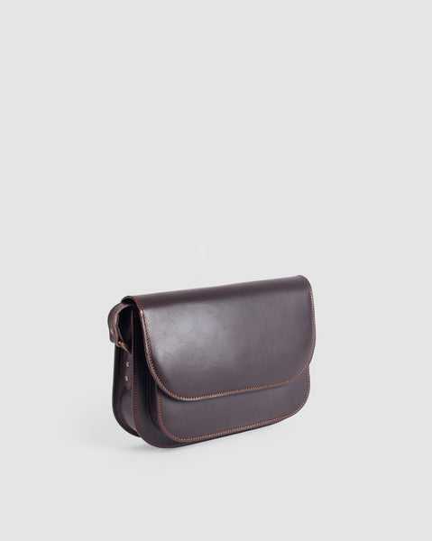 Chocolate brown natural leather pocket