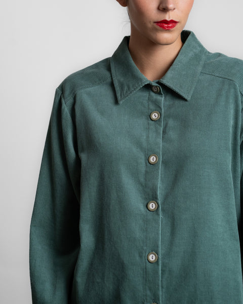 Camisa en pana de algodón orgánico 'Ficus' verde