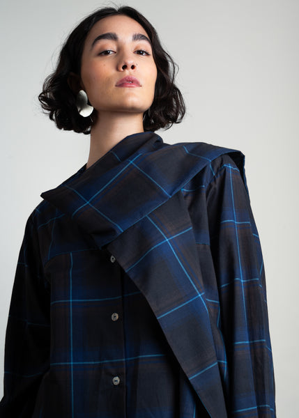 Camisa estampada cuadros azul